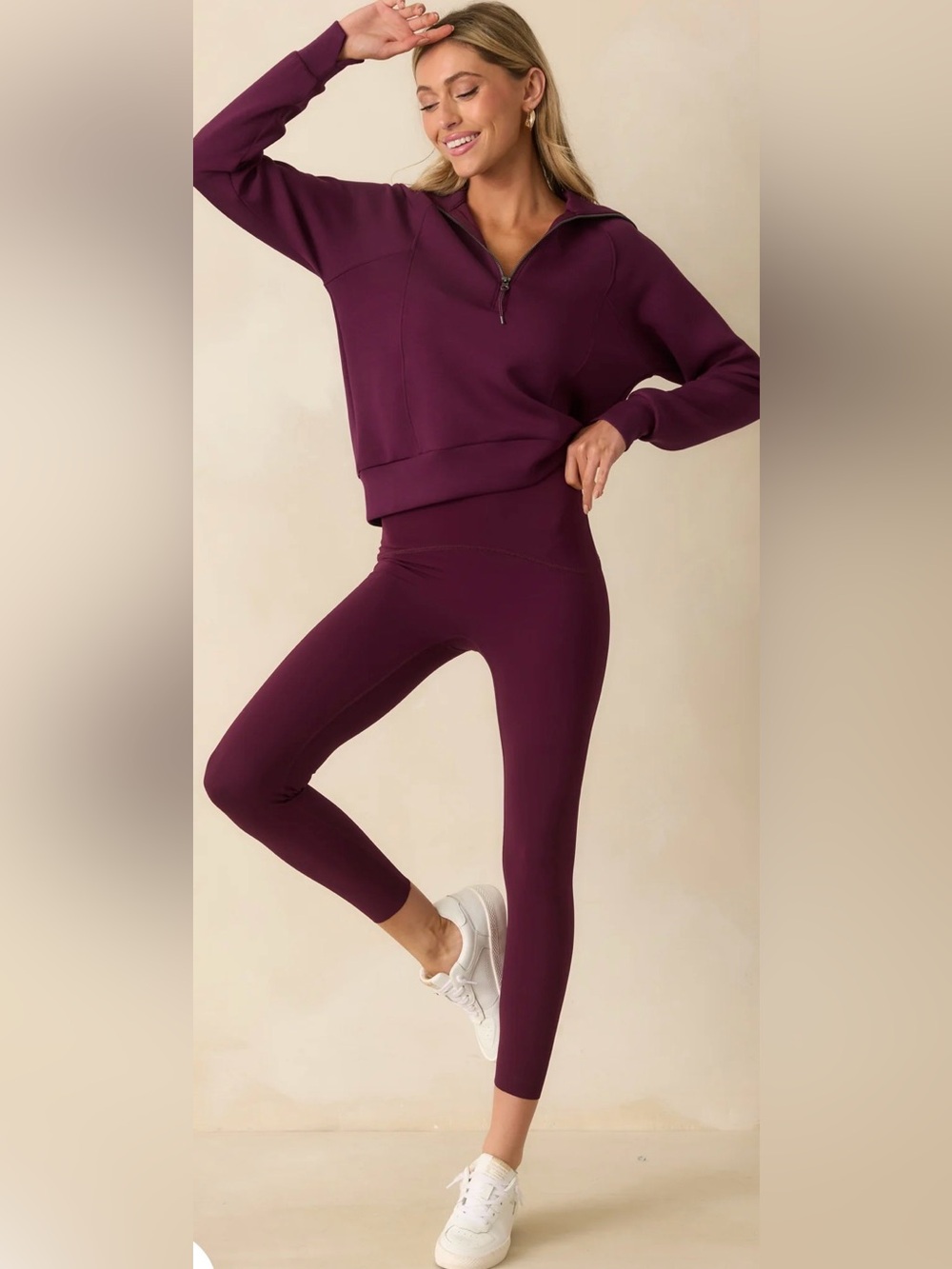 Spanx High-Waist booty boosting Plum Active Leggings large